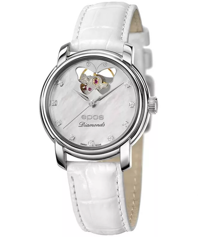 Zegarek damski Epos Ladies Diamonds Open Heart Automatic 4314.133.20.89.10