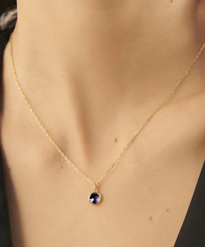Naszyjnik Victoria Cruz Basic XS Double Crystal Tanzanite Srebro 925 + Złoto 18K A4225-12DG