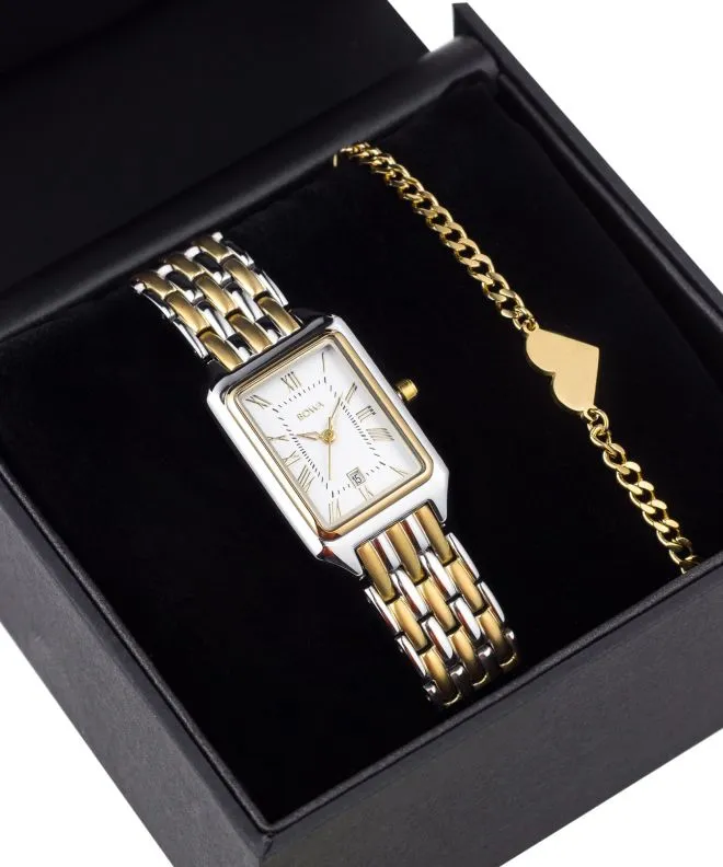 Zegarek damski BOWA Barcelona White Silver-Gold Steel 23 Gift Set BC2345-24-148S-419-02