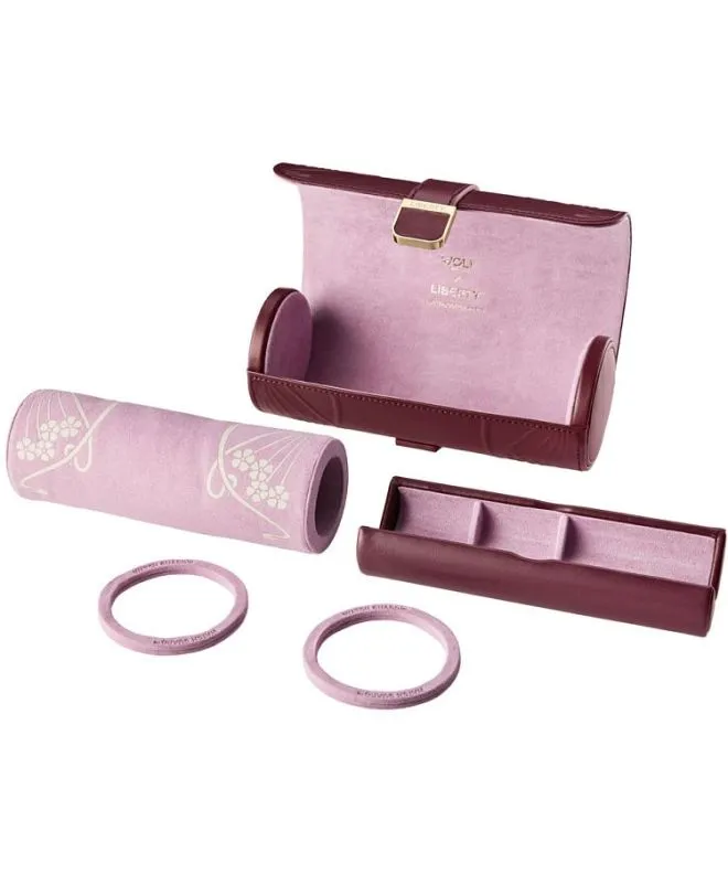 Etui podróżne Wolf x Liberty Ianthe Burgundy Triple na 3 zegarki z kapsułą na biżuterię 381527