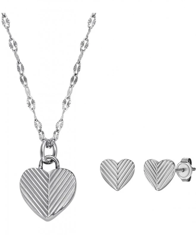 Naszyjnik Fossil Harlow Linear Texture Heart JF04669SET