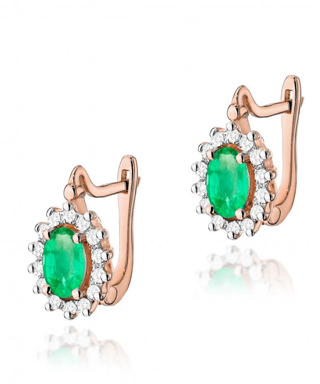 Kolczyki Bonore ze Złota próby 585 ze szmaragdem 0,8 ct 173896