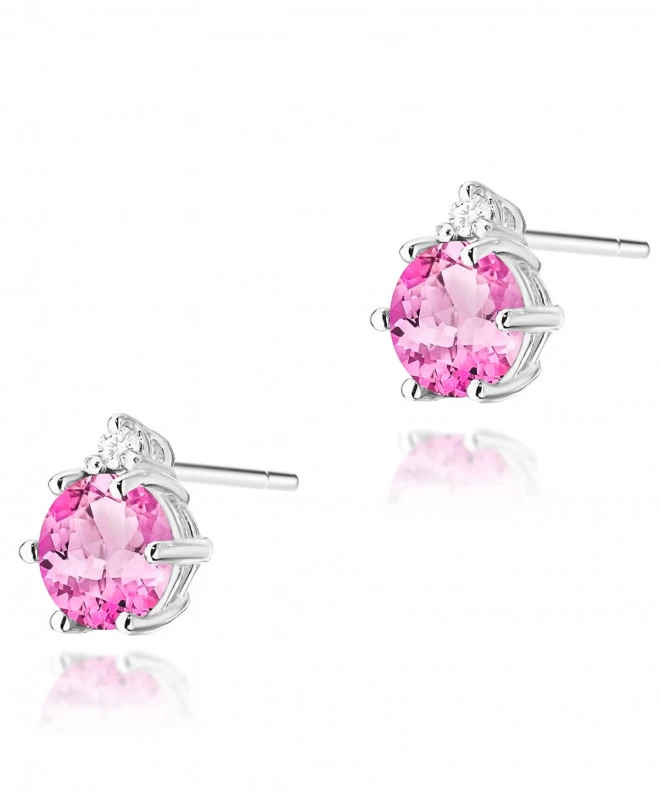 Kolczyki Bonore ze Złota próby 585 z różowym topazem 1,2 ct 173944