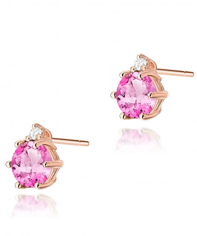 Kolczyki Bonore ze Złota próby 585 z różowym topazem 1,2 ct 173945