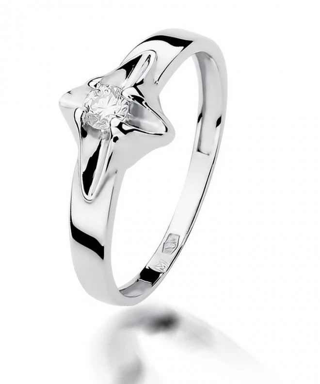 Pierścionek Bonore Simple Laganadiz białego złota próby 585 z diamentem 0,12 ct 110928