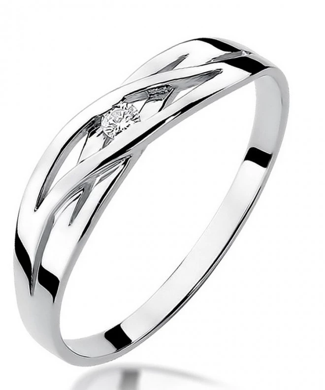 Pierścionek Bonore Midnight Salmourz białego złota próby 585 z diamentem 0,05 ct 106824