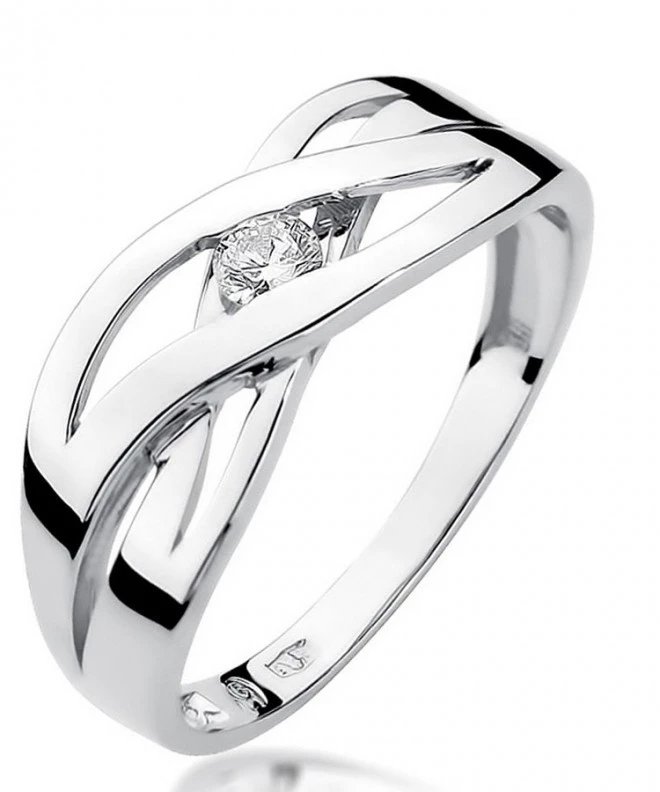 Pierścionek Bonore Midnight Bozzolez białego złota próby 585 z diamentem 0,1 ct 108861