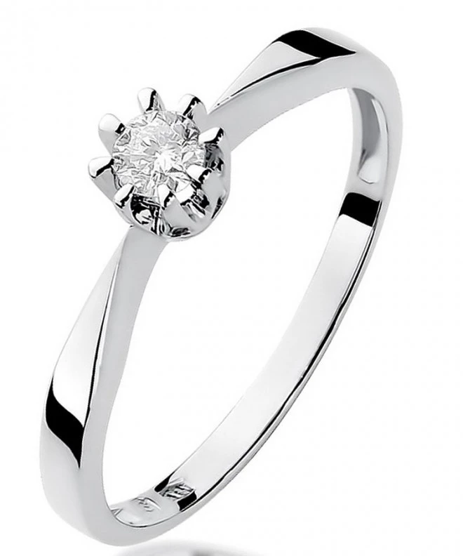 Pierścionek Bonore Simple San Lucaz białego złota próby 585 z diamentem 0,15 ct 110931