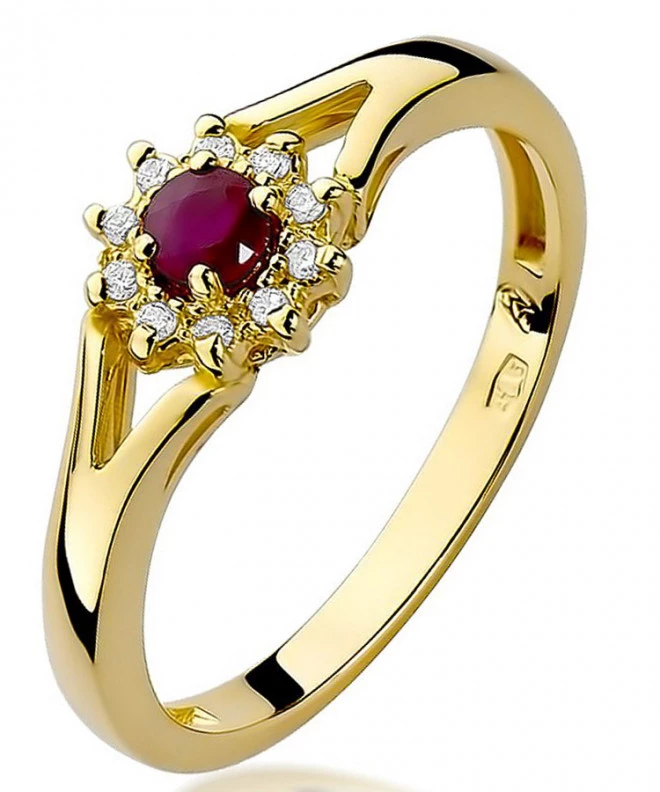 Pierścionek Bonore Crystal Drenchiaze złota próby 585 z rubinem 0,15 ct 95439