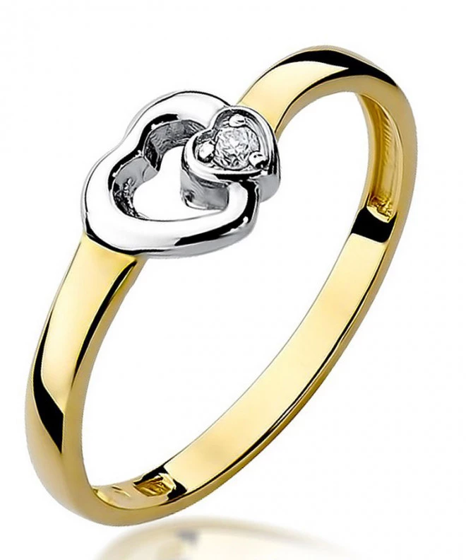 Pierścionek Bonore Love Caresanablotze złota próby 585 z diamentem 0,02 ct 81053
