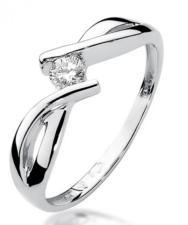 Pierścionek Bonore Midnight Dernicez białego złota próby 585 z diamentem 0,1 ct 108867