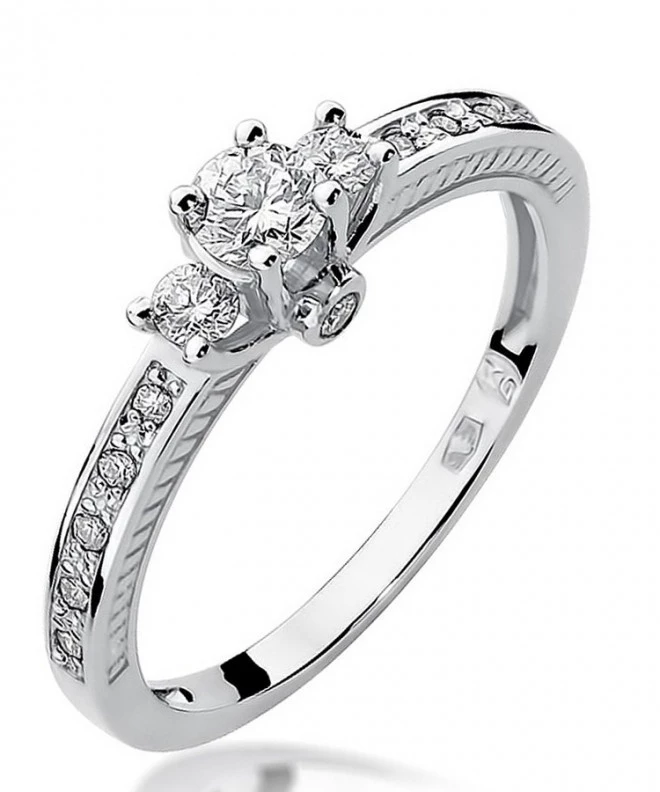 Pierścionek Bonore Crystal Girasolez białego złota próby 585 z diamentem 0,2 ct 116231