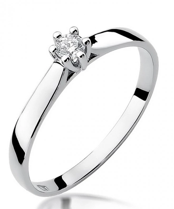 Pierścionek Bonore Simple Botrugnoz białego złota próby 585 z diamentem 0,1 ct 108882