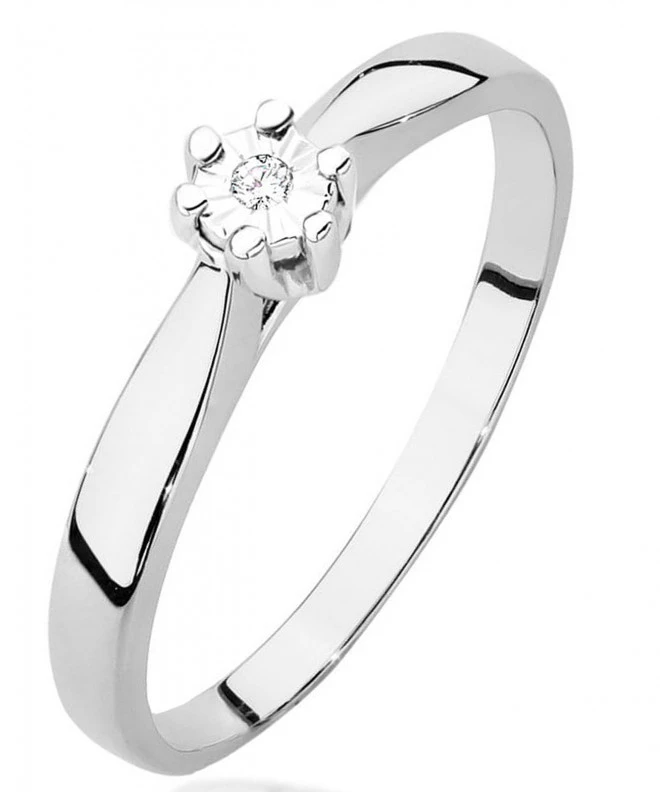 Pierścionek Bonore Simple Summontez białego złota próby 585 z diamentem 0,01 ct 106839