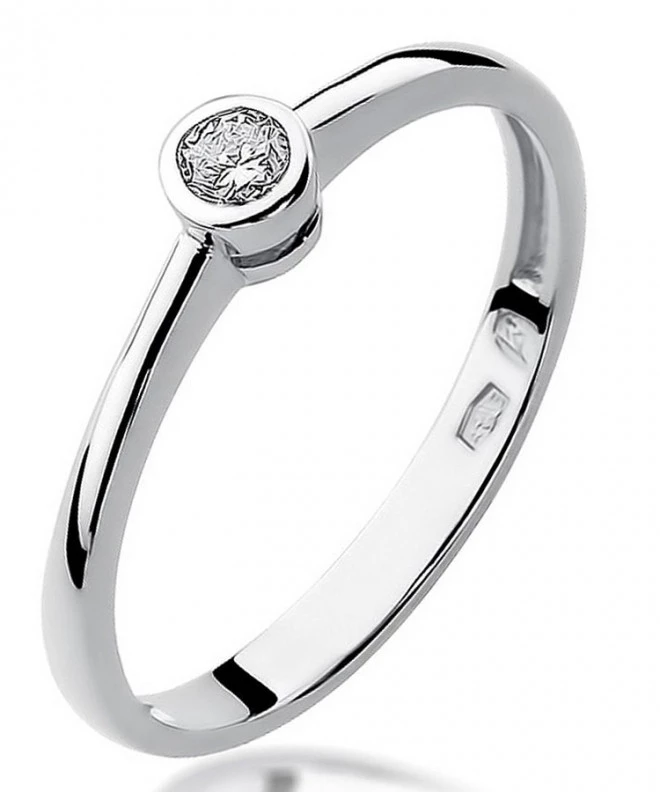 Pierścionek Bonore Simple Galatinaz białego złota próby 585 z diamentem 0,08 ct 108886