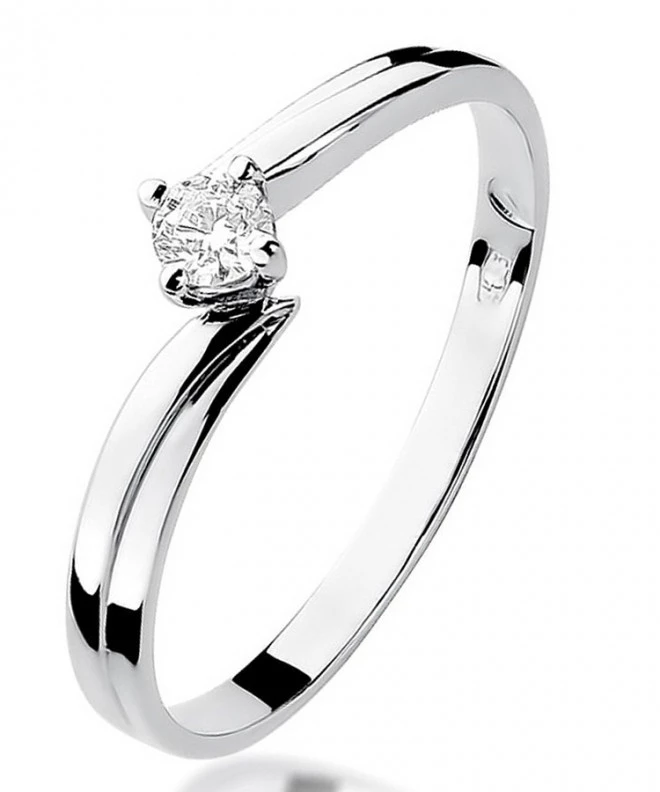 Pierścionek Bonore Simple Specchiaz białego złota próby 585 z diamentem 0,1 ct 109885