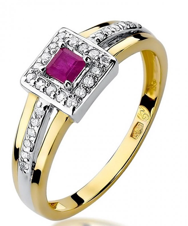Pierścionek Bonore Crystal Taglio Di Poze złota próby 585 z rubinem 0,2 ct 95443