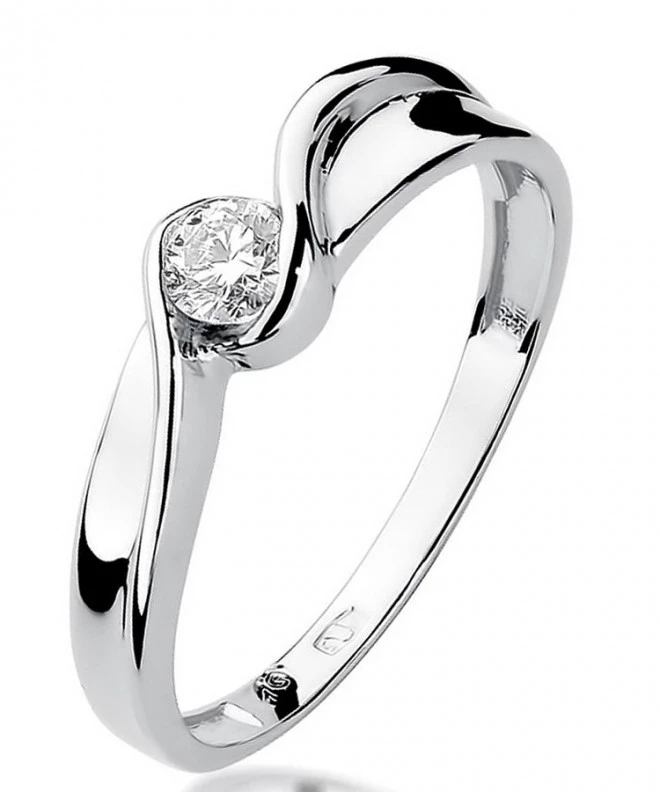 Pierścionek Bonore Elegant Ailochez białego złota próby 585 z diamentem 0,15 ct 110943