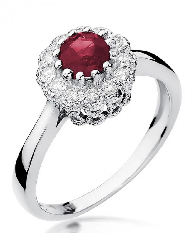Pierścionek Bonore Midnight Mignanegoz białego złota próby 585 z rubinem 0,6 ct 121368