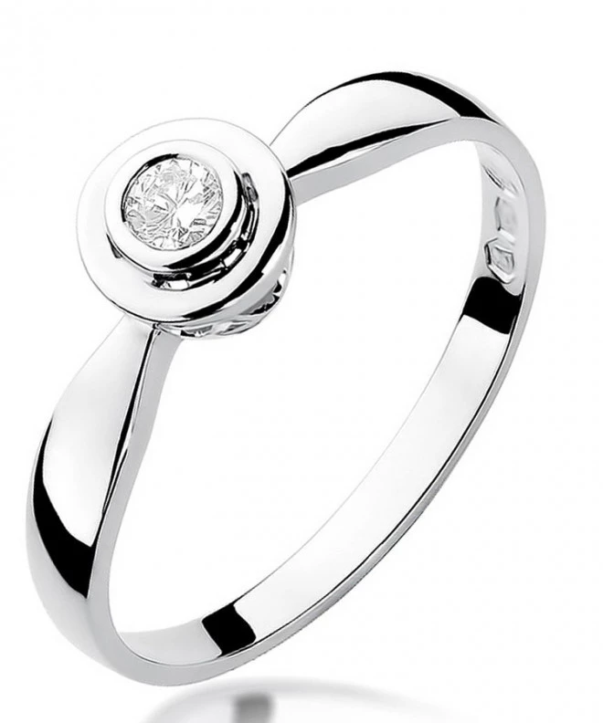 Pierścionek Bonore Simple Trivignoz białego złota próby 585 z diamentem 0,1 ct 109897