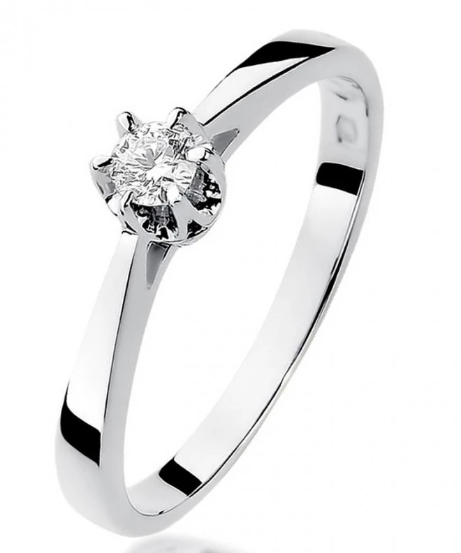 Pierścionek Bonore Simple Cerenziaz białego złota próby 585 z diamentem 0,12 ct 112005