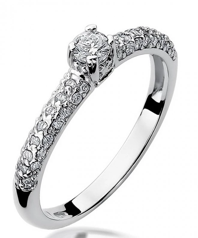 Pierścionek Bonore Crystal Pignonez białego złota próby 585 z diamentem 0,15 ct 115132