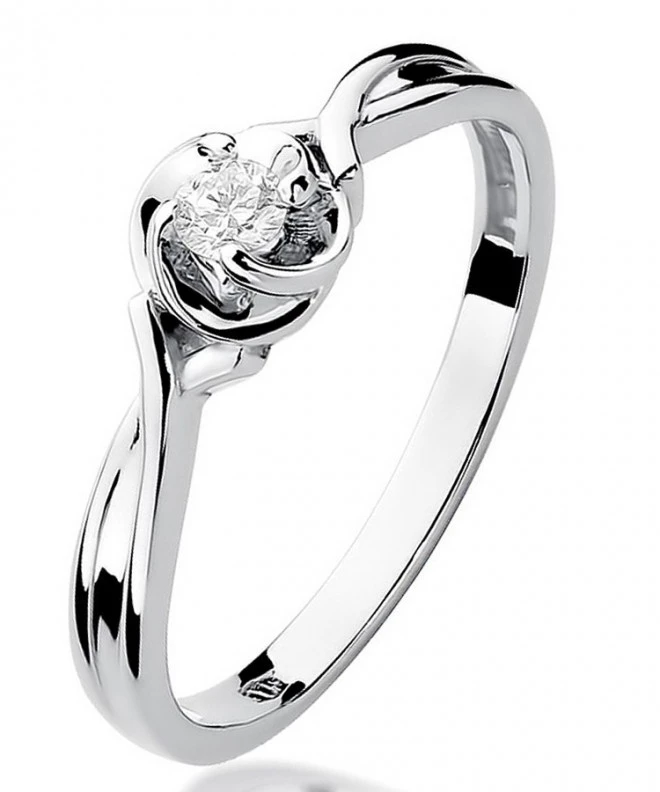 Pierścionek Bonore Simple Grottolez białego złota próby 585 z diamentem 0,1 ct 109903
