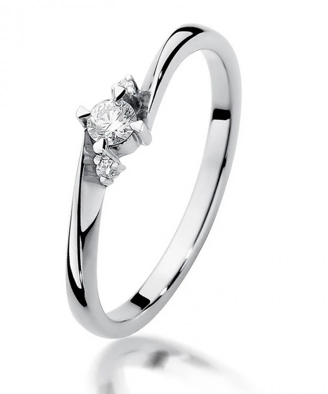 Pierścionek Bonore Simple Filogasoz białego złota próby 585 z diamentem 0,1 ct 112013