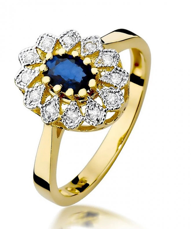 Pierścionek Bonore Crystal Sassuoloze złota próby 585 z szafirem 0,7 ct 97503