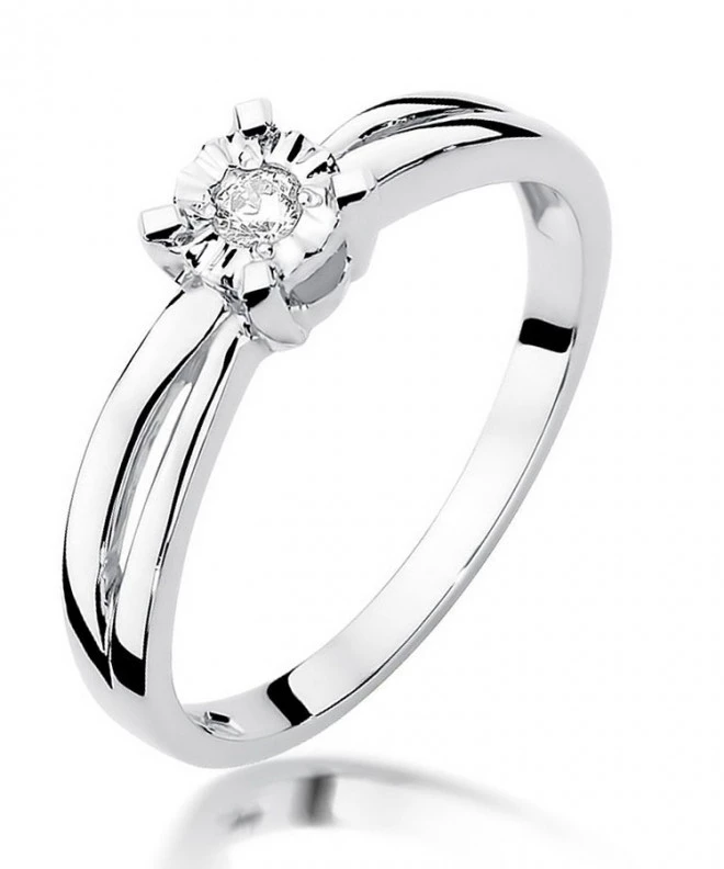 Pierścionek Bonore Simple Calabriaz białego złota próby 585 z diamentem 0,08 ct 109909