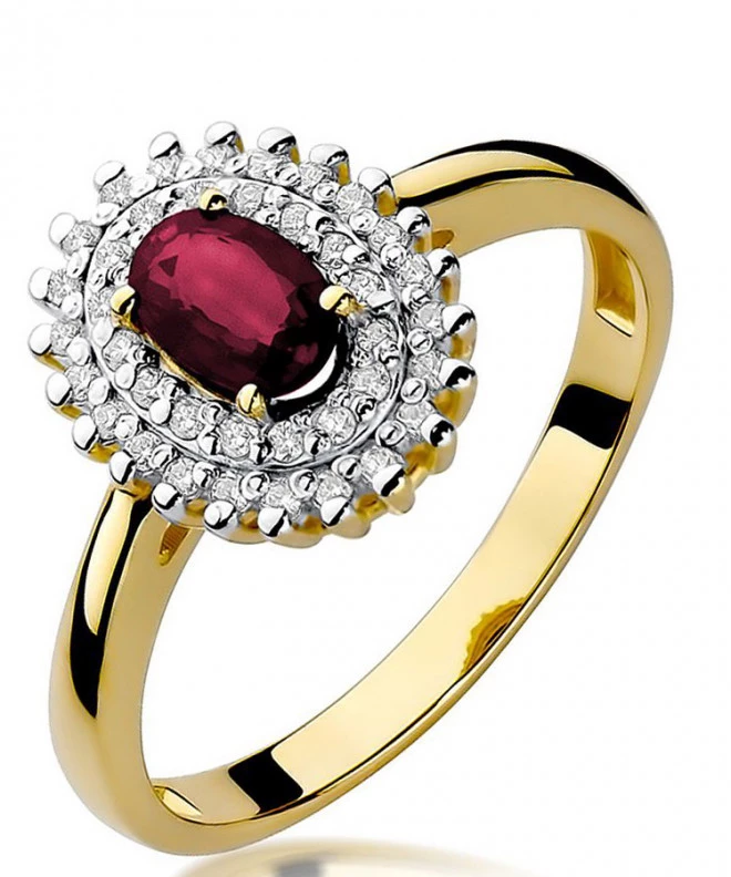 Pierścionek Bonore Crystal Erto E Cassoze złota próby 585 z rubinem 0,6 ct 95447