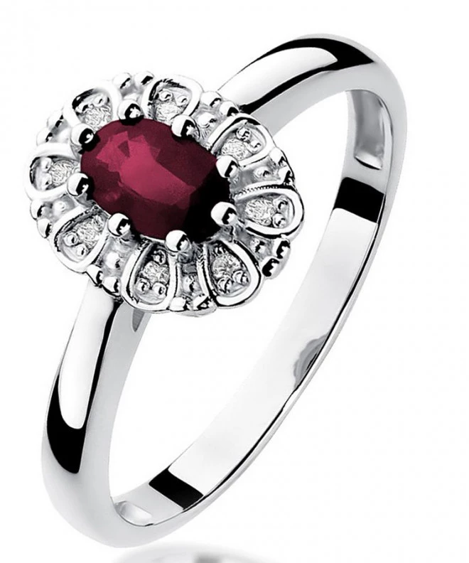Pierścionek Bonore Midnight Rondaninaz białego złota próby 585 z rubinem 0,6 ct 121371