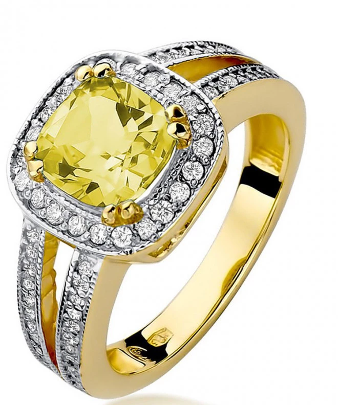 Pierścionek Bonore Crystal Induno Olonaze złota próby 585 z cytrynem 2 ct 93378