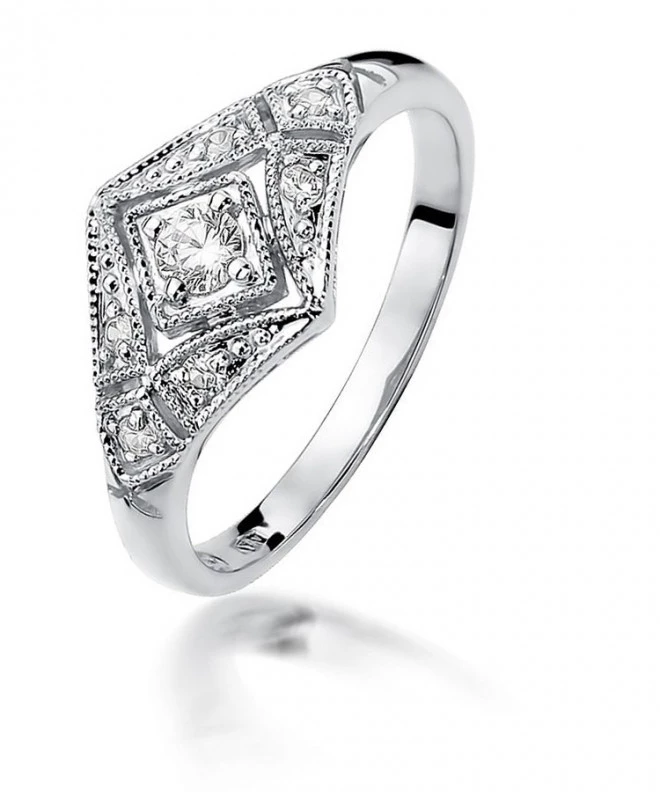 Pierścionek Bonore Crystal Villalbaz białego złota próby 585 z diamentem 0,1 ct 113045