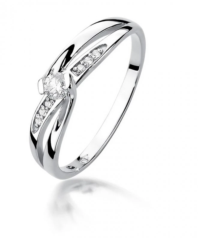 Pierścionek Bonore Crystal Simbarioz białego złota próby 585 z diamentem 0,1 ct 112021