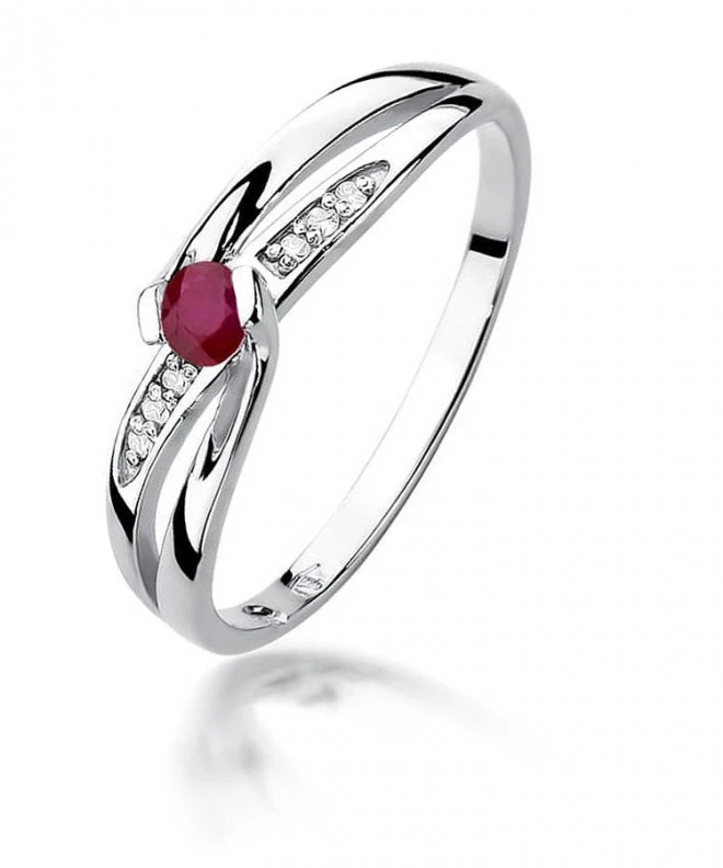 Pierścionek Bonore Midnight Cremenagaz białego złota próby 585 z rubinem 0,15 ct 122373