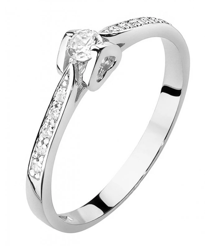 Pierścionek Bonore Crystal Partannaz białego złota próby 585 z diamentem 0,1 ct 112025