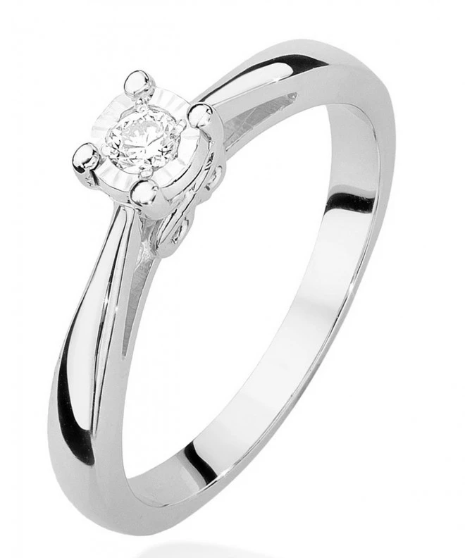Pierścionek Bonore Simple Montauroz białego złota próby 585 z diamentem 0,08 ct 110916