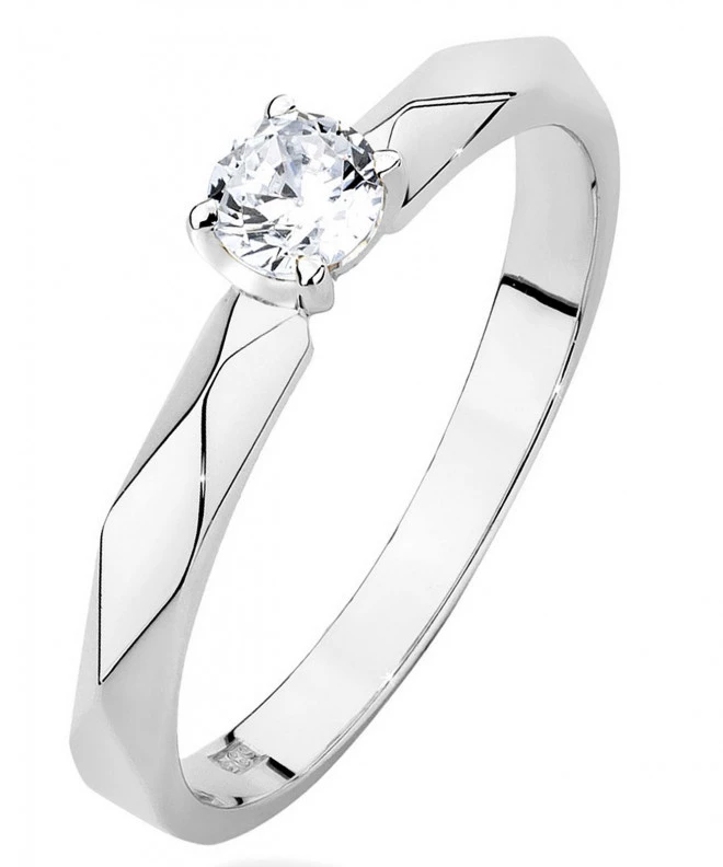 Pierścionek Bonore Basic Giulianaz białego złota próby 585 z diamentem 0,15 ct 112032