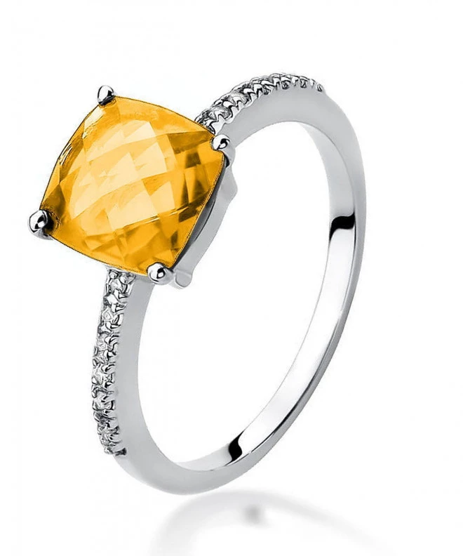 Pierścionek Bonore Crystal Basaluzzoz białego złota próby 585 z cytrynem 2 ct 119303