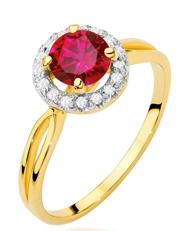 Pierścionek Bonore Crystal Forlimpopolize złota próby 585 z rubinem 1,2 ct 96455