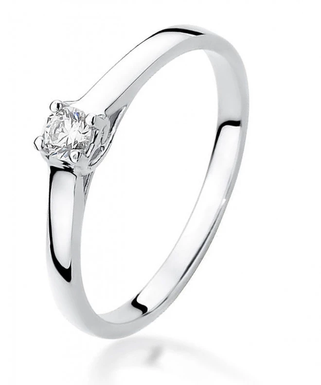 Pierścionek Bonore Simple Gratteriz białego złota próby 585 z diamentem 0,12 ct 112033