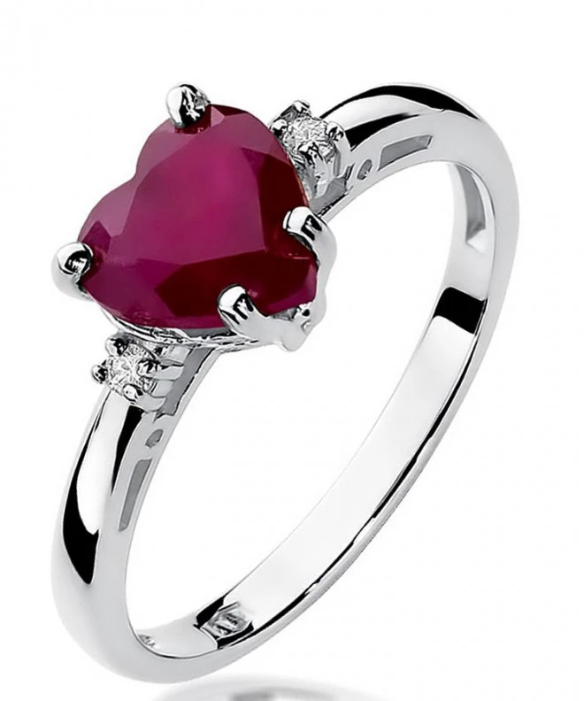 Pierścionek Bonore Love Craveggiaz białego złota próby 585 z rubinem 1,7 ct 120349
