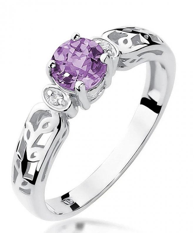 Pierścionek Bonore Midnight Narzolez białego złota próby 585 z ametystem 0,5 ct 105799