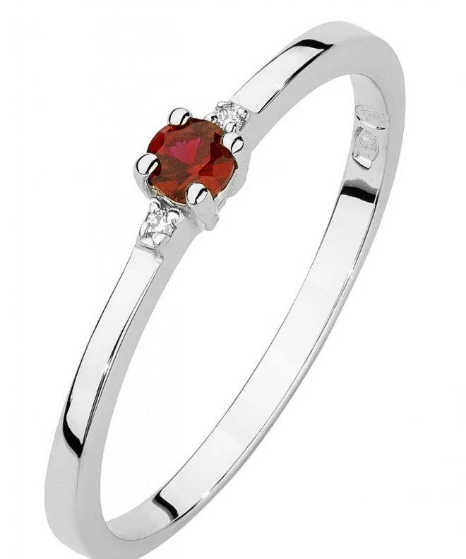 Pierścionek Bonore Simple Gifflengaz białego złota próby 585 z rubinem 0,15 ct 120339