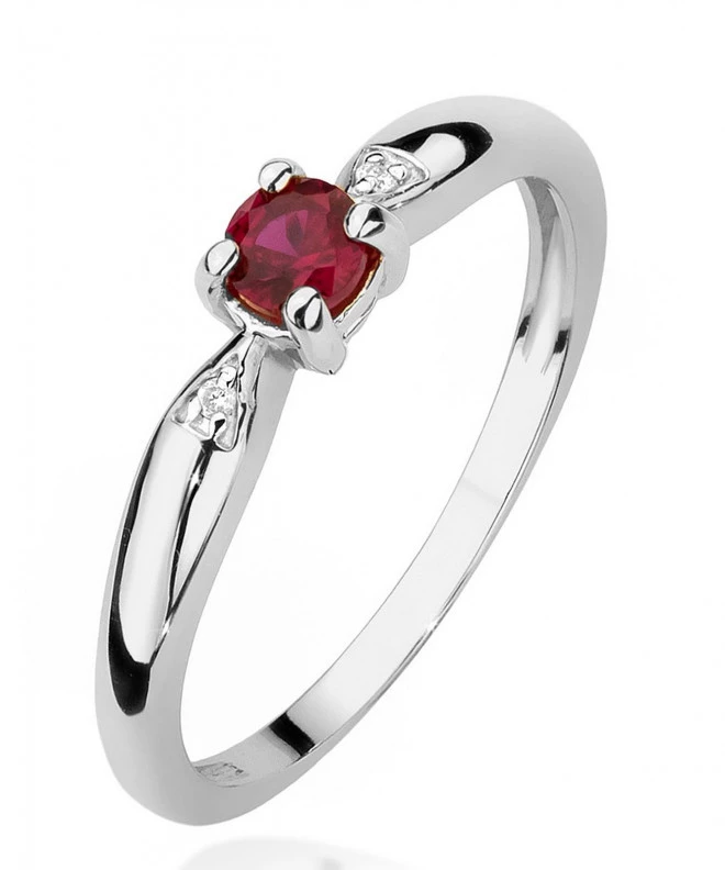 Pierścionek Bonore Simple Masseranoz białego złota próby 585 z rubinem 0,15 ct 120340