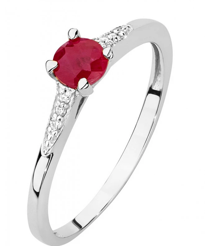 Pierścionek Bonore Simple Miaglianoz białego złota próby 585 z rubinem 0,3 ct 120341