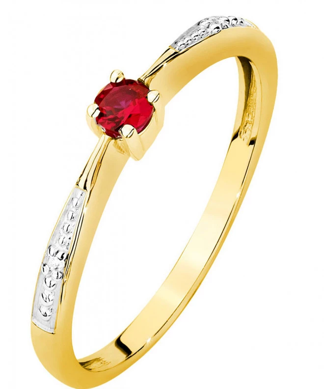 Pierścionek Bonore Basic Casei Gerolaze złota próby 585 z rubinem 0,15 ct 94418