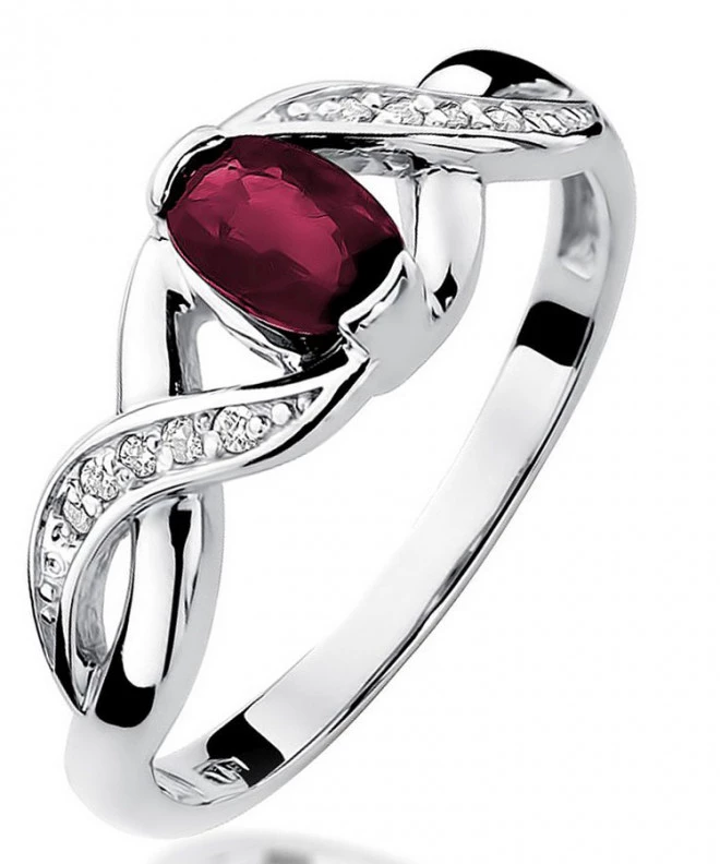 Pierścionek Bonore Midnight Valstronaz białego złota próby 585 z rubinem 0,6 ct 121341