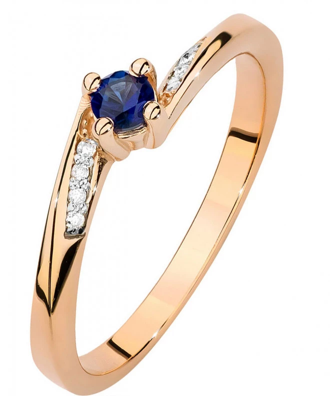 Pierścionek Bonore Midnight Marmoraz różowego złota próby 585 z szafirem 0,15 ct 105778